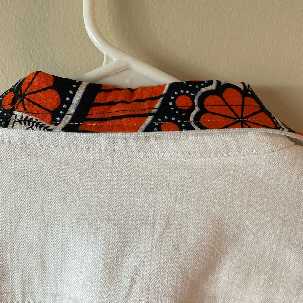 Handcrafted Jean Jacket With African Wax Fabric Panels - Picture 4 of 15